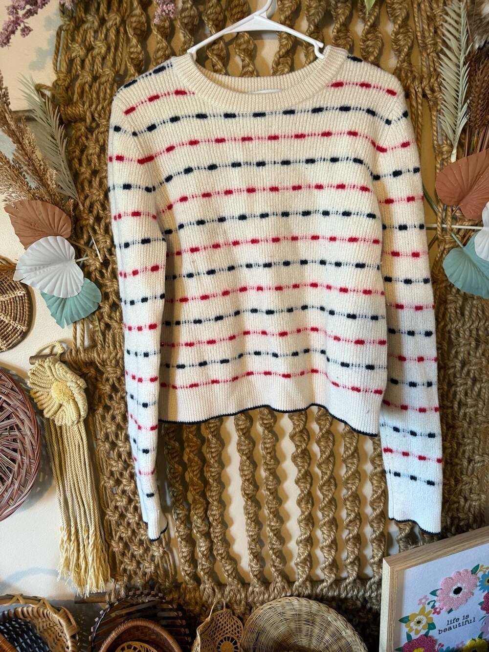 La Ligne New York Women's Dash Striped Crew Neck Sweater, Size XL